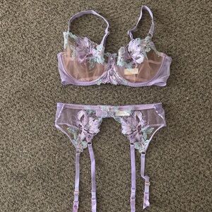 Honey Birdette Christine Lavender Lace Lingerie Set